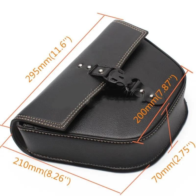 Bolsa lateral de cuero sintético negro para moto Harley miniatura 6
