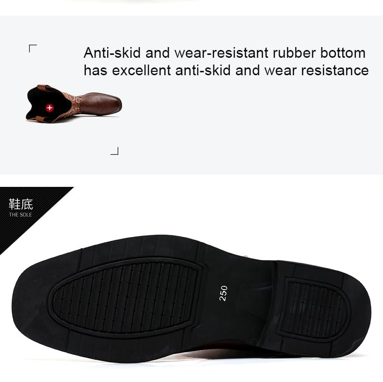 Men'S Leather Round Toe Block Heel Cowboy Boots Classic Embroidered Slip On Chunky Heel Men'S Western Mid Calf Boots3