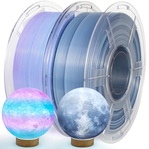 IEMAI PETG Filament 1.75mm Bundle 2kg, Blue-Purple +Indigo-White Translucent Dual Color Gradient 3D Printer Filament, 1kgx2 Spools for Lampshade, Artistic Creations, Home Decor