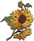 Sunflower flower granny chic retro boho embroidered applique iron-on patch S-494