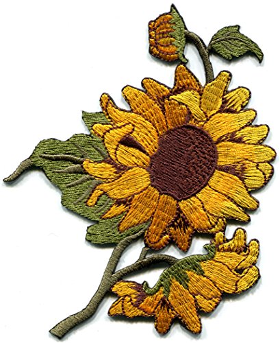 Sunflower flower granny chic retro boho embroidered applique iron-on patch S-494