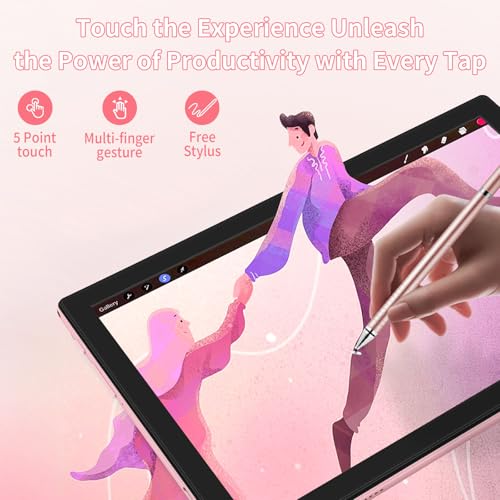 Image of 10.1 inch Android 12 Tablet, 4G LTE Dual SIM, 4GB RAM 32GB ROM, Octa-Core MT6755, 13MP Rear + 5MP Front Camera, 6000mAh Battery, 5-Point Touch, GMS Certified (Pink)