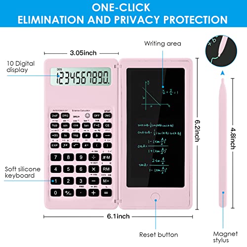 Image of Scientific Calculators for Students, 10-Digit Large Screen, Math Calculator with Notepad, Classroom Must Haves for Middle High School Supplies & College （Pink