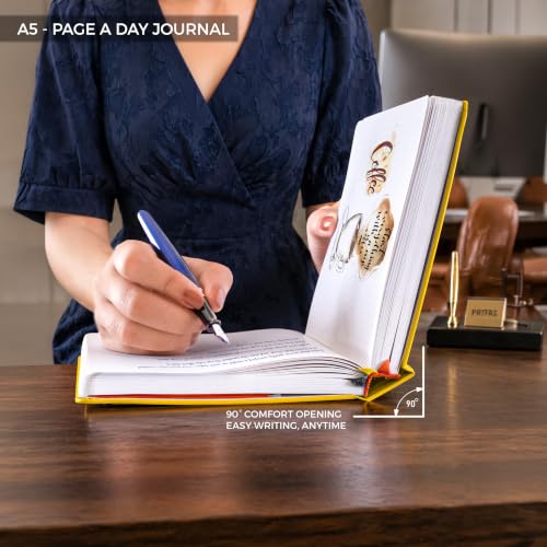 Image of NEORAH -A5 DOTTED | 368 Pages - 110 Gsm |PAGE A DAY JOURNAL (21x14.8 cm)-Hardcover Dot Grid Notebook |Back Pocket |3 Silk Book Mark - Completely HANDMADE for Journaling,writing- YELLOW