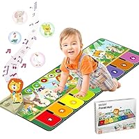 Rodzon Tappetino Musicale per Bambini,per Pianoforte,da Ballo con10 Animali Natale e Compleanno per Ragazzi 1 2 3 4 5 6 Regalo