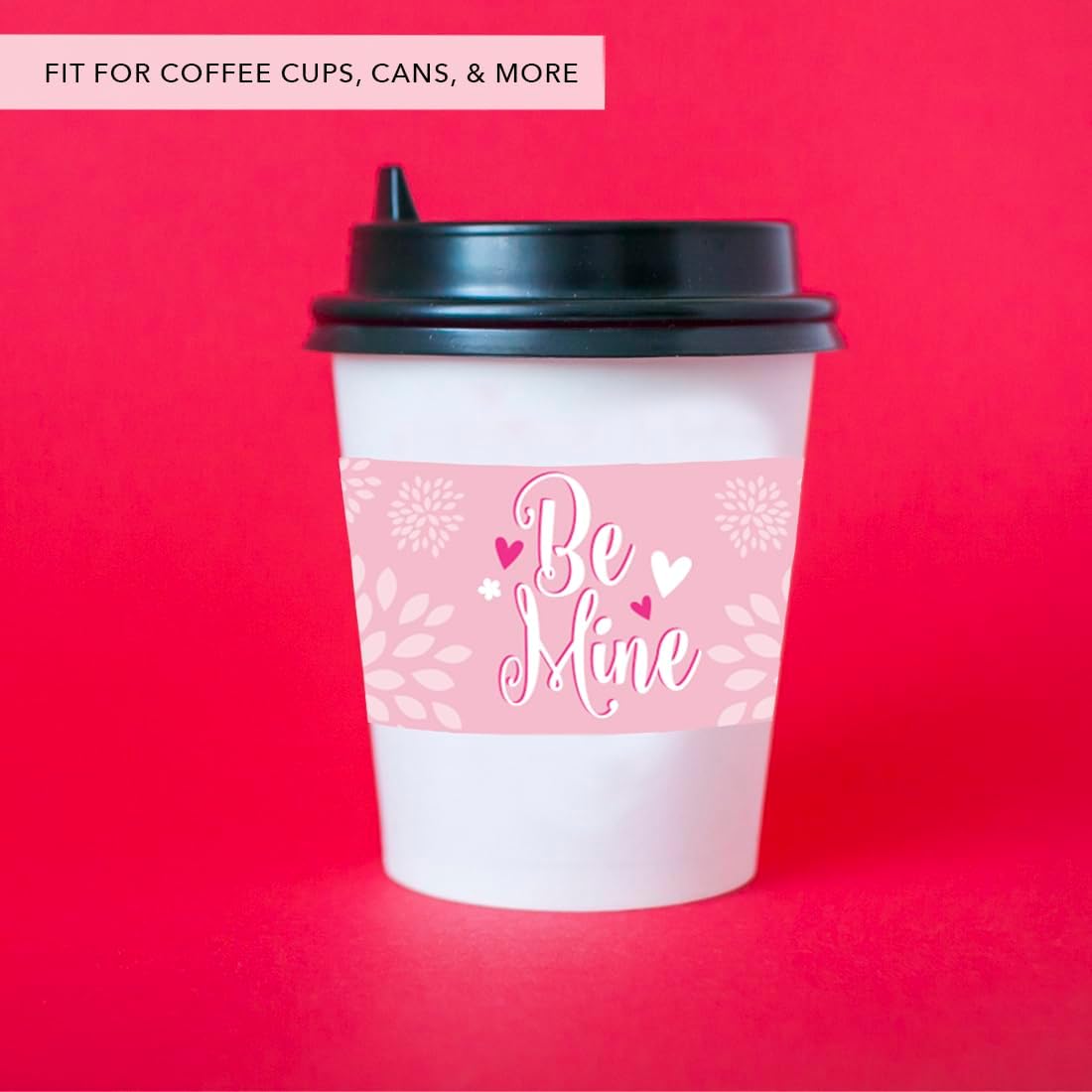 Andaz Press Pink Floral Flowers Valentine's Day Water Bottle Label Stickers, Happy Valentine's Day, 20-Pack