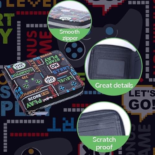 Teen Boys Wallet Gifts for Boys Gamers Gamepad Leather Zipper Wallets Credit Id Card Cash Holder Aesthetic Wallets With Coin Pocket (B-Game-3)4