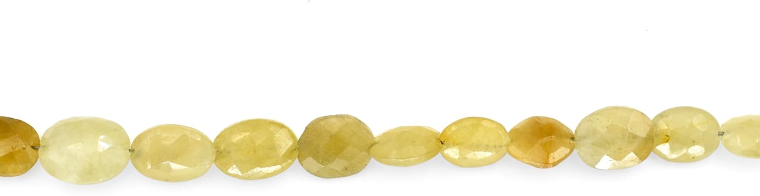Natural Yellow Sapphire Gemstone Loose Beads for Jewelry Making DIY Necklace Oval Shape 13 Inch Strand of 5.5X7.5 to 10X13 mm Faceted Crystal Stone Briolette Gems Crafting Bead