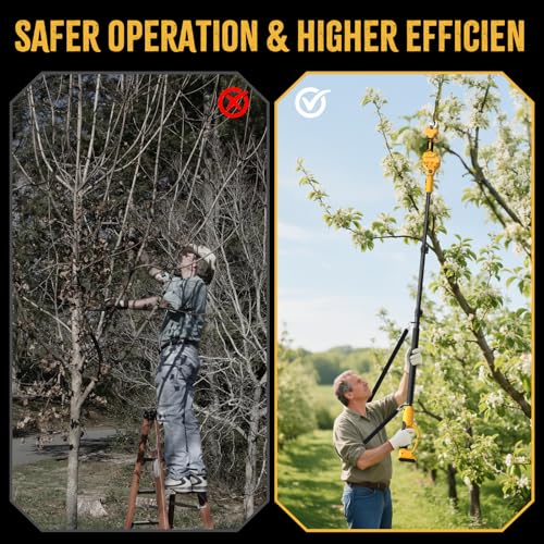 2 IN 1 Electric Pruning Shears Cordless with Pole for Dewalt 20V MAX Battery, 14Ft Reach, 1.2" Cutting Diameter, Brushless Motor Branch Cutter - for Gardening & Tree Trimming (No Battery) by BROVR - Image 8