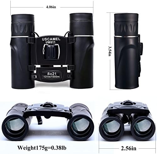 USCAMEL® Folding Pocket Binoculars Compact Travel Mini Telescope HD Bak4 Optics Lenes Easy Focus Colour Black