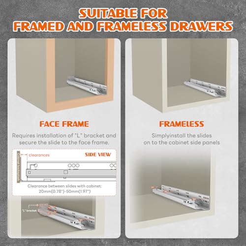 AOLISHENG 1 Pair Undermount Soft Close Drawer Slides 9 12 15 18 21 24 Inch 80 lb Load Capacity Full Extension Ball Bearing Hidden Bottom Mount Rails Locking Devices Concealed Runners by AOLISHENG - Image 4