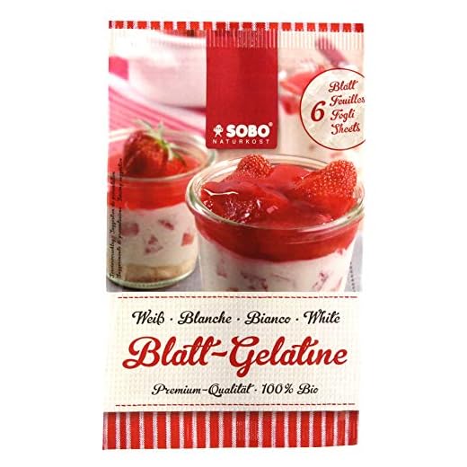 Hojas De Gelatina En Laminas Organica Neutra Sobo 6 hojas x 10g | Gelatina Hojas Organica Pura Corteza - Hojas De Gelatina Neutra Natural +/- 210 Bloom Piel De Cerdo Pura