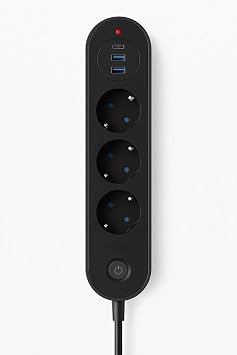 3’lü Priz | 2 USB-A + 1 USB-C | Termal Akım Korumalı, 2500W Güç, Aç/Kapa Anahtarlı, Isıya Dayanıklı
