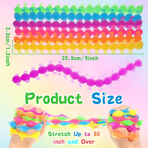 24 Pieces Caterpillar Fidget Toy Rubber Sensory Noodles Glow In The Dark Fidget Toys Colorful Stretchy Strings Stress Relief Items Party Favors For Kids And Adults #TOP1