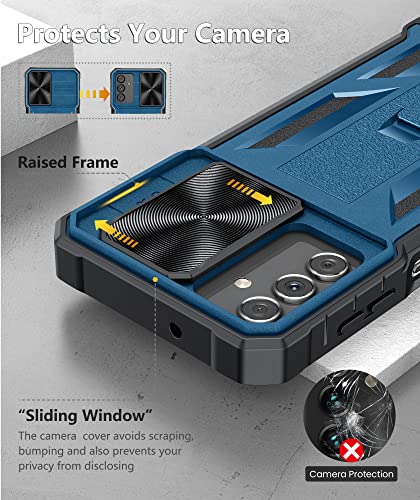 Case For Samsung Galaxy A13 5G: Rugged Protective A13 Cell Phone Cover With Kickstand Clip Holster Stand | Shockproof Bumper Textured Matte Design Military-Grade Heavy Duty Drop Protection - Blue #TOP1