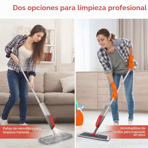 Miniatura 3 de Mopa Fregona Con Pulverizador, Mexerris Spray Mop Mopas De Limpieza Suelos Fregona Microfibra Para El Hogar, Cocina, Industrial, Azulejos, Madera Dura, Madera, Cerámica, Laminados