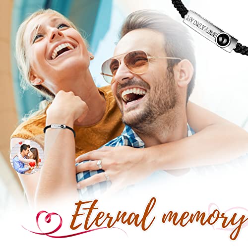 Yatediy Custom Bracelets With Pictures, Circle Photo Handmade Braided Rope Bracelet, Personalized Couples Bracelets With Photos, For Girls Boys Women Man Anniversary Day (My Only Love) #TOP3