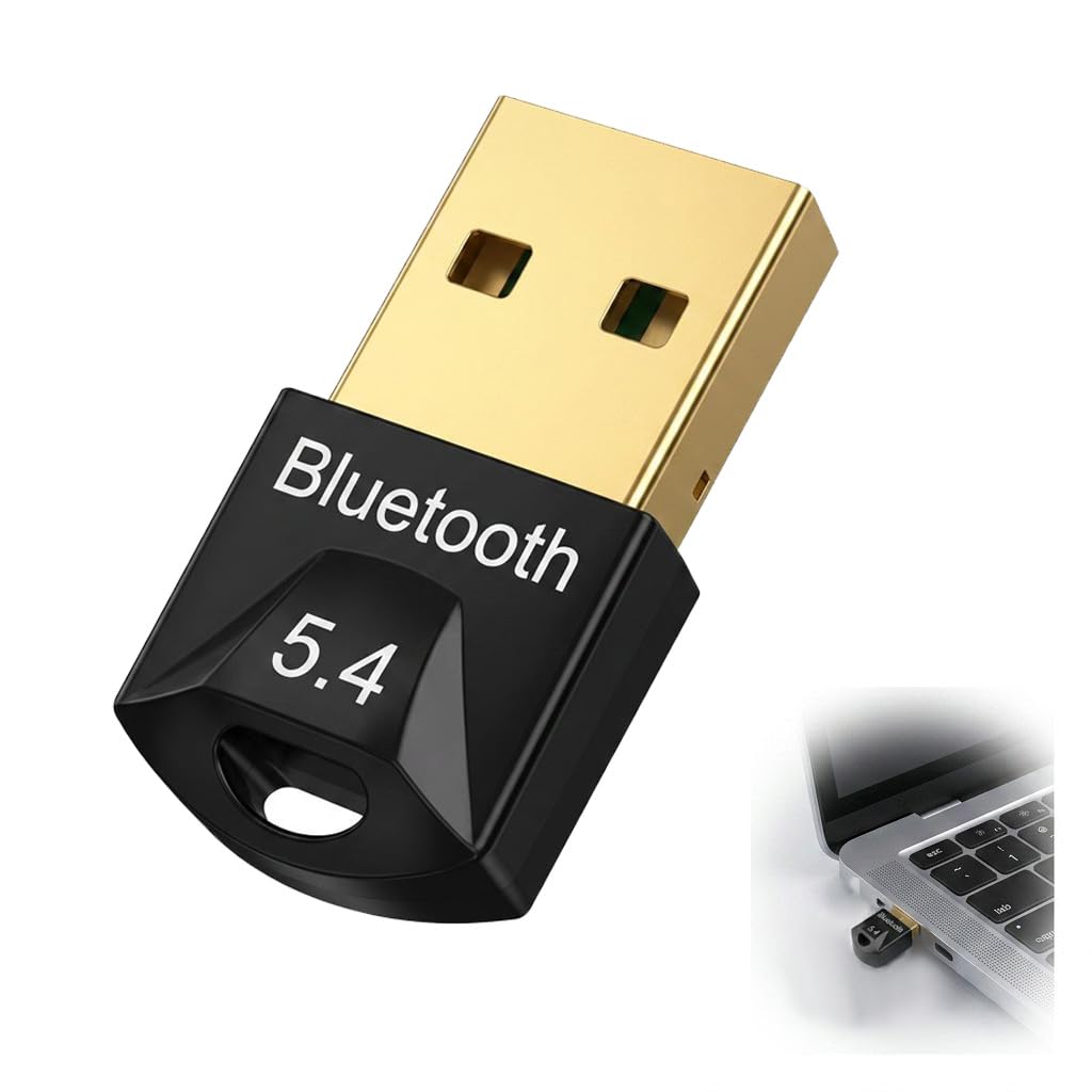 Adaptador Bluetooth 5.4 USB para PC, Receptor Bluetooth Dongle Inalámbrico de Baja Latencia Soporta 7 Dispositivos Compatible con Windows 11 10 8.1 para Auriculares Ratón Teclado Altavoz