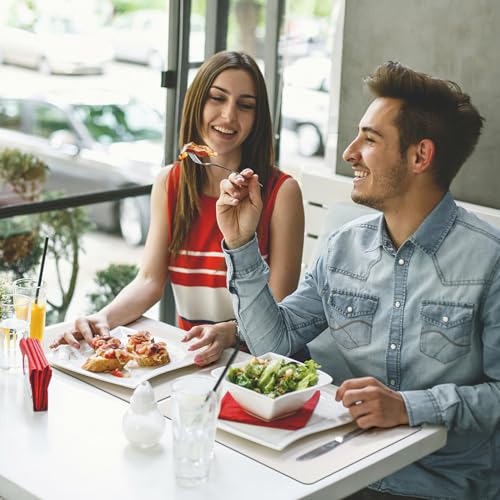 Placemats Set of 6 Washable, Heat Resistant Table Placemats Wipeable Faux Leather Place Mats Non Slip, Waterproof Square Table Mats for Indoor Outdoor, White