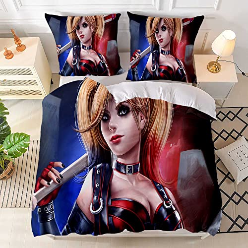AUOSVER Juego de ropa de cama de 135 x 200 cm, diseño de Harley Quinn, suave y no necesita...