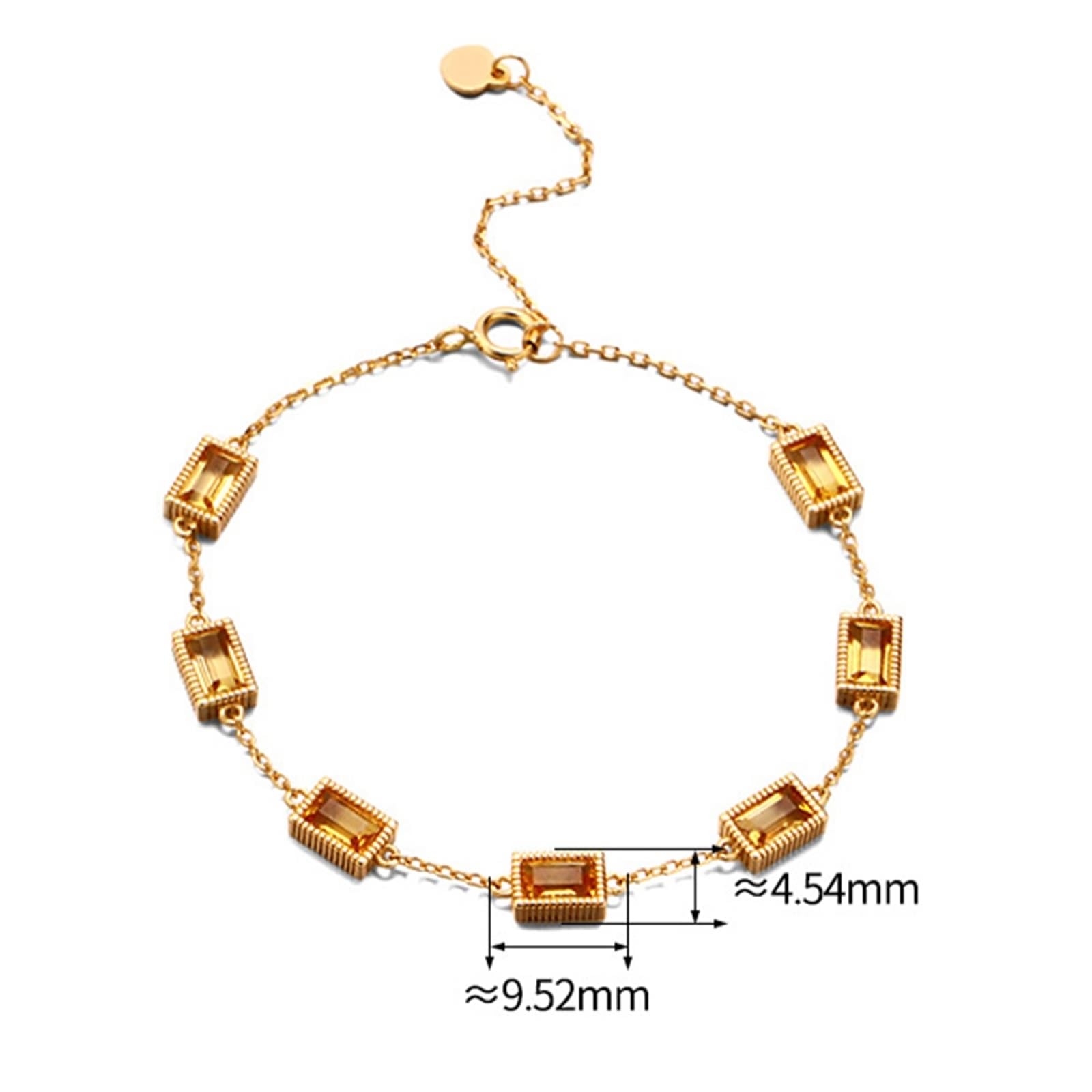 Bracelet en or jaune au 375/585/750 véritable avec rectangle jaune citrine vintage élégant