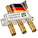 Produktbild TronicXL Premium 3-fach Koax Antennenverteiler HD 3D 4K Verteiler Weiche Splitter für DVBT DVBT2 DVBC SAT Unicable Kabelfernsehen Unitymedia Vodafone Sky Kabel Deutschland Primacom Kabelfernseh HDTV