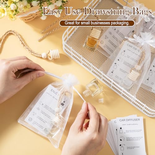 Image of Boao 25 Sets Hanging Car Air Freshener Diffuser Bottles Empty Bulk with Car Diffuser Instruction Cards Organza Bags Glass Refillable Essential Oil Fragrance Aromatherapy Pendant (Cube,Clear)