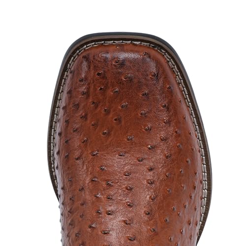 Image of IUV Cowboy Boots For Men Western Ostrich Wide Embroidered Pull On Boots | Durable & slip-resistant pull-on boots, Fashionable embroidered design, Vintage style for men, stylish for casual.