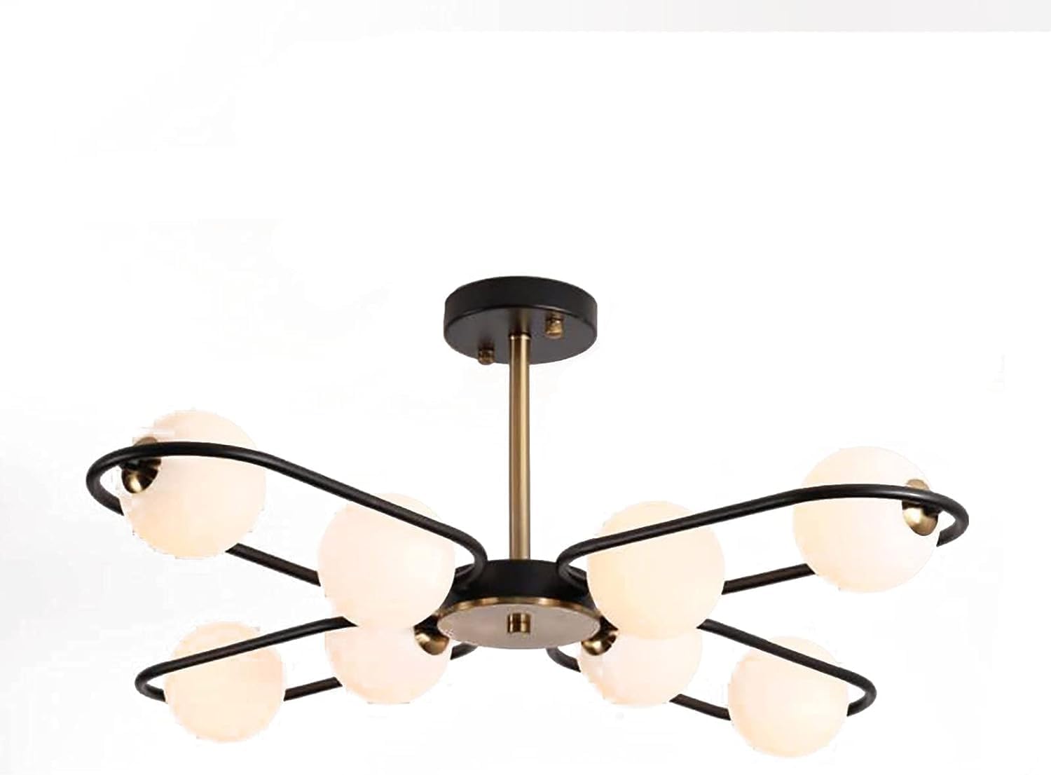 Nowoczesna lampa LED, elegancka klasyczna lampa sufitowa z 8 lampami z białymi kryształami w kształcie litery V, 80 x 65 cm
