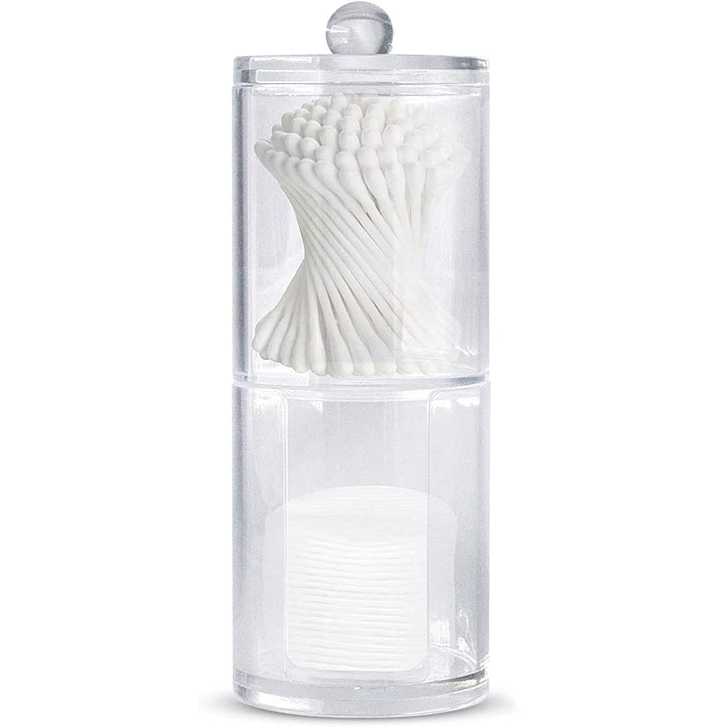 2 Pack Holder Dispenser Set,Cosmetic Display Cases for Cotton Ball, Cotton Swab, Cotton Round Pads, Floss, Clear Plastic Apothecary Jar Set