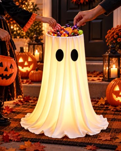 Halloween Ghost Candy Bowl, 47in Adjustable Height Candy Holder with Remote - image 1