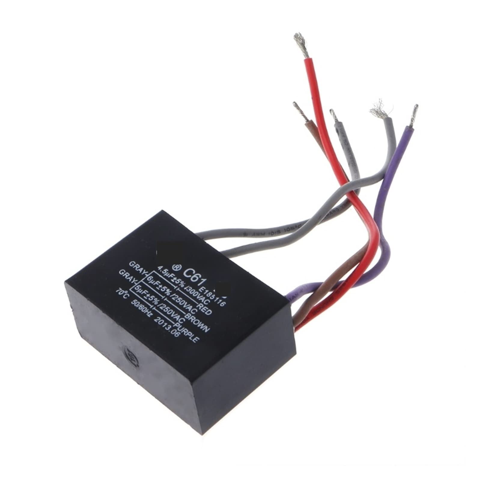 FCARUMIQP DC Motor CBB61 Electrical Power Relay Connecting Capacitor 4.5uf+6uf+ 250V 5 Wire