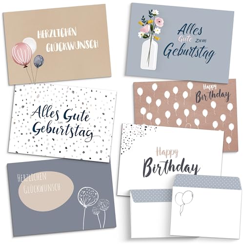 beriluDesign 20 Geburtstagskarten Set mit Umschlägen...