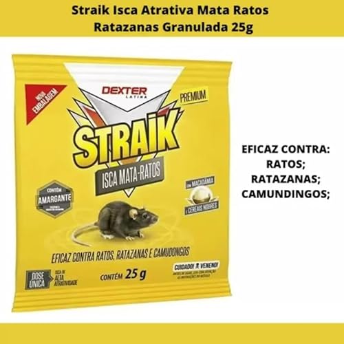 Kit 12 Und Straik Isca Para Ratos Granulada Sachê 25g Eficaz Contra Ratos, Camundongos e Ratazanas