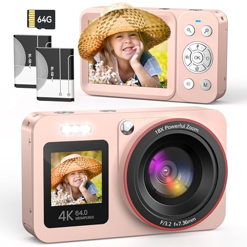 Appareil Photo Numérique 4K 64MP Digital Camera 18X Zoom Numérique Appareil Photo Compact...