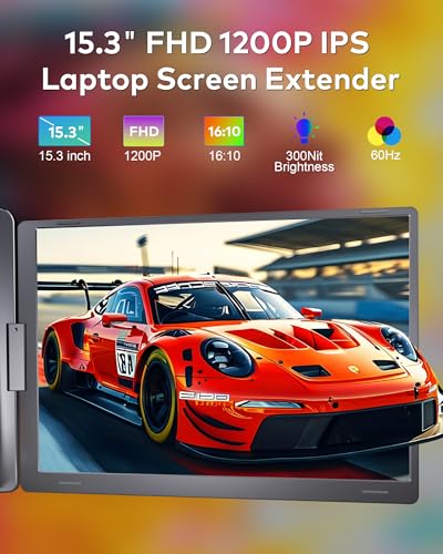 Image of 15.3 inch Laptop Screen Extender, FHD IPS Portable Quad Monitor for Laptop | Triple Screen Extender for 13-17.3 inch Laptops, Travel Monitor Compatible with Windows and MacOS(M1 /M2 /M3 /M4 /M5)-S980 Pro