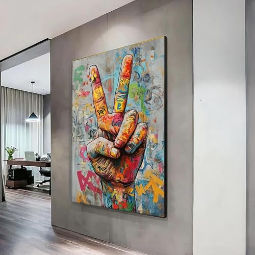Tableau symbole de paix graffiti de style pop art et décoration murale moderne en toile 70x100