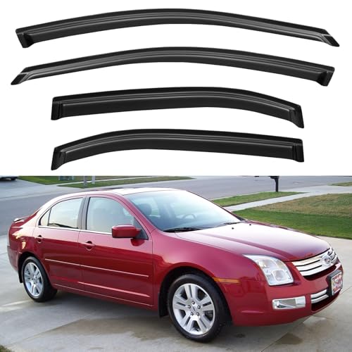 Image of Window Visors Rain Guards Shield for 2006-2012 Ford Fusion, Out-Channel Window Vent Wind Deflectors Visors Shades for 2007-2013 Lincoln MKZ, 2006-2010 Mercury Milan, 2006 Lincoln Zephyr