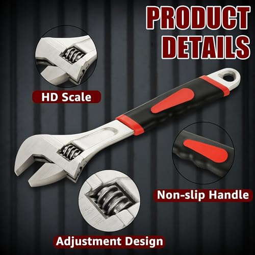 4PCS Adjustable Spanner Set, 4 Sizes Adjustable Wrench Set with Soft Grip, Multifunctional Carbon Steel Shifter Spanner Sets for Pipeline Building Machinery Home (6"+8"+10"+12") - Image 4