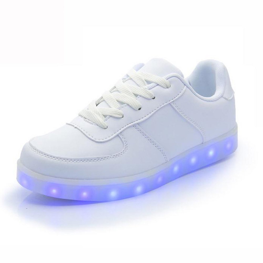 Z-joyee Unisex Women Men USB Charging LED Sport Shoes Flashing Fashion Sneakers [Men Size], White, 14 B(M)/10.5 D(M)/45