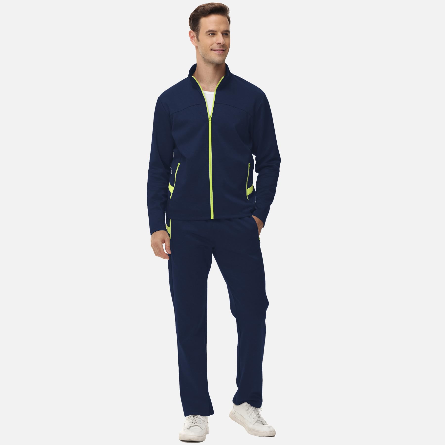 INNERBUT Tuta da uomo 2 pezzi tuta set per uomo tuta da jogging set sport full zip atletica tuta da uomo