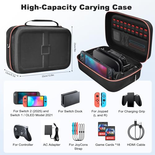Image of Gorixer Switch 2 Case for Nintendo Switch 2(2025) or 1 and OLED Models(2021),Stores 18 Game Cards for Nintendo 3DS & 2DS Games