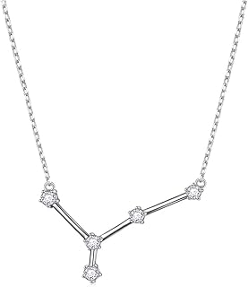 CLARA 925 Sterling Silver Horoscope Astrology Star Constellation Zodiac Sign Pendant with Chain Birthday Gift for Women and Girls