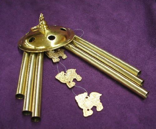 Feng Shui Import Campanilla de viento de 3 Chi Lin, 6 varillas, 8.5 pulgadas