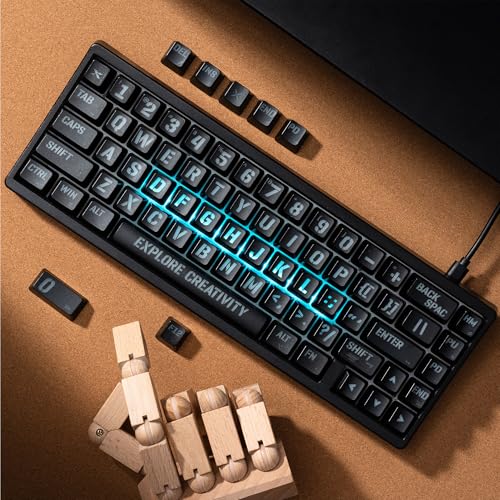 Image of HITIME x XVX Keycaps 60 75 100 Percent - Shine Through Custom Keycaps w /IMD Tech, Large Font, Big Lettering Key Cap for Mechanical Keyboards, Full 118 Key Set, OEM Profile, Black