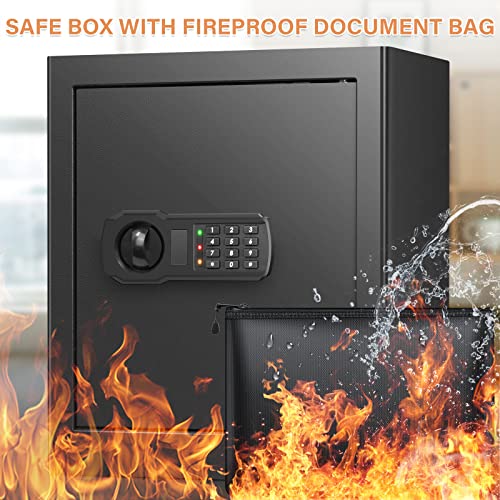 2.2 Cubic Large Fireproof Safe Box With Fireproof Waterproof Document Bag, Personal Home Security Safe With Removable Shelf, Combination Lock Box For Money Shotgun Jewelry Documents Christmas Gift #TOP1