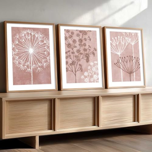 Image of kotart Floral Wall Art Home Decoration | Aesthetic Paintings With Frame For Living Room Bed Room Hotel Wall Decor Digital Reprint Set of 3 (35x37 Inch)