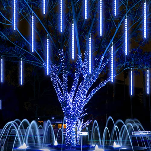 AMZBAI Meteorschauer lichterkette außen 50cm 10 Tubes 480 LED Dekoration Weihnachtsbeleuchtung ​Partylichterkette Bunt Lichterkette Fairy Lights für Weihnachten, Party, Hochzeit, Blau Cover