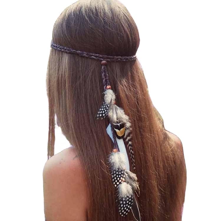Diademas de plumas indias, diademas bohemias de plumas hippie gitanas con borlas para el pelo, diademas de plumas marrones, accesorios para el