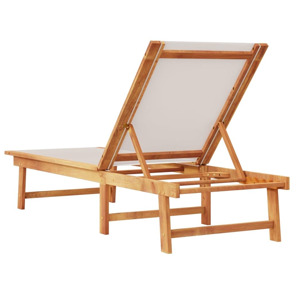 ZEYUAN Lettino Prendisole Grigio Legno Massello di Acacia e Textilene,Lettino Prendisole,Sdraio da Spiaggia,Lettino da Sole,Lettino da Giardino-4008413
